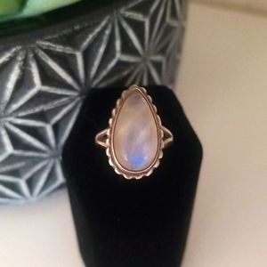 Vntg 925 Sterling Silver Rainbow Moonstone Ring